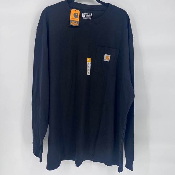 Carhartt Mens Loose Fit Heavyweight Long Sleeve Pocket T-Shirt 2XL Black - Picture 1 of 4